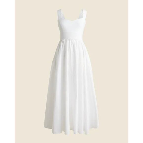 J. Crew Dresses & Skirts - J.Crew Sweetheart Tank Maxi Dress Poplin A Line Skirt Retro Classic White Large